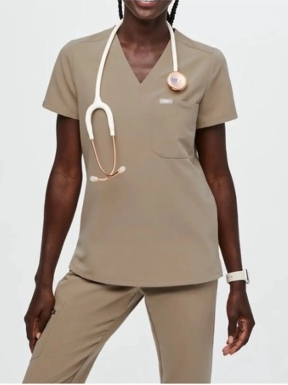 Figs Latte Catarina Scrub Top XS